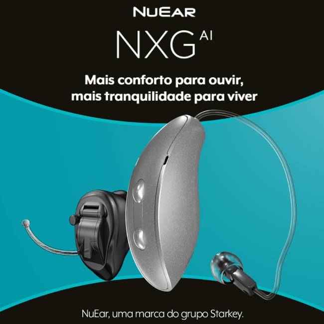 Linha de aparelhos auditivos com IA da NuEar